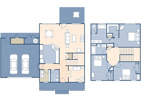 Floor plan for 3 beds, 2.5 baths, 1750 sqft
